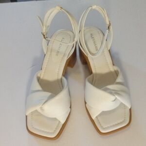 Alex Marie White Heels with Modern Square Toe and Slingback